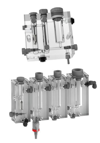 Chambre de mesure modulaire ou monobloc PMMA : temperature, chlore, pH, redox, débit